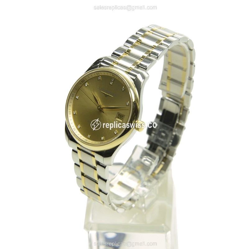 Longines L2.518.5.37.7 Replica - Automatic - Gold Case - Silver Clasp - View 3