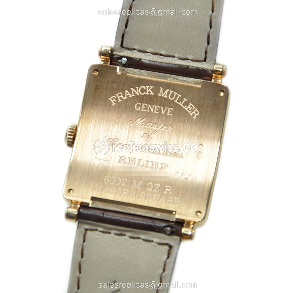 Franck Muller 6002 M QZ REL R - Quartz - 18kt Rose Gold - Silver Dial - Brown Alligator Buckle - View 3
