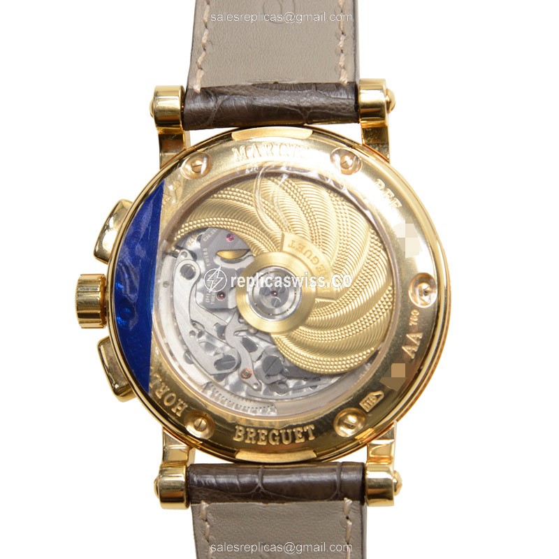 Breguet 5827BA/12/5ZU MARINE - Auto 18kt Gold - Silver Dial - Brown Alligator Strap - View 3