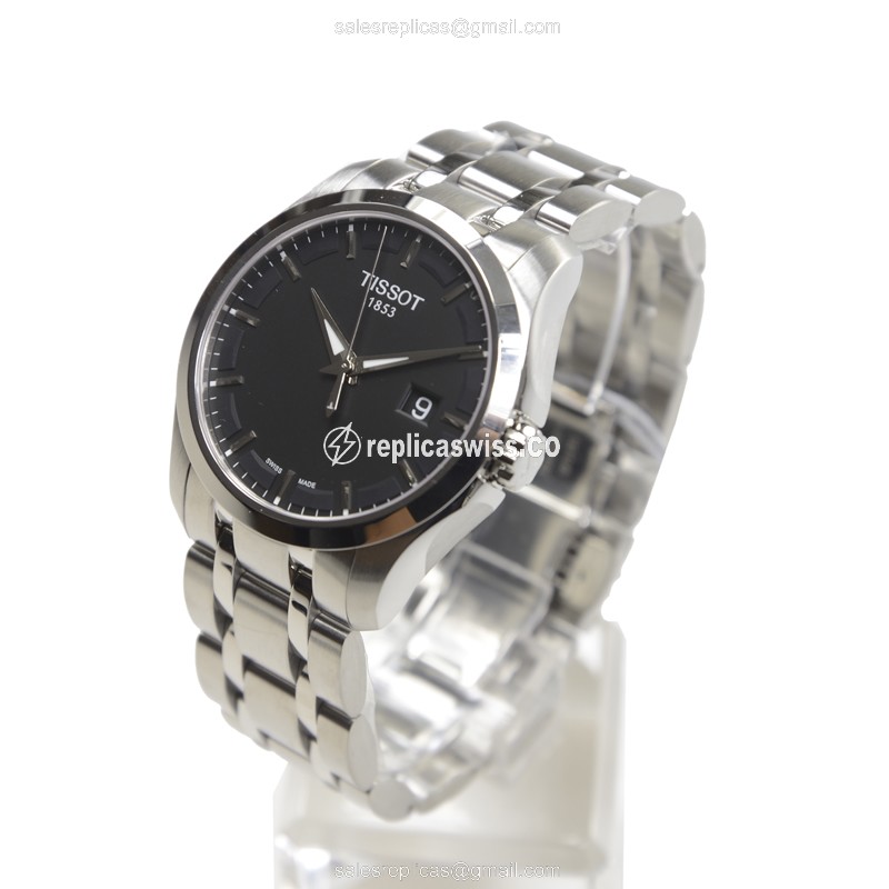 Tissot T-CLASSIC Quartz - Black Dial - Steel Case - Silver Band - Clasp - View 3