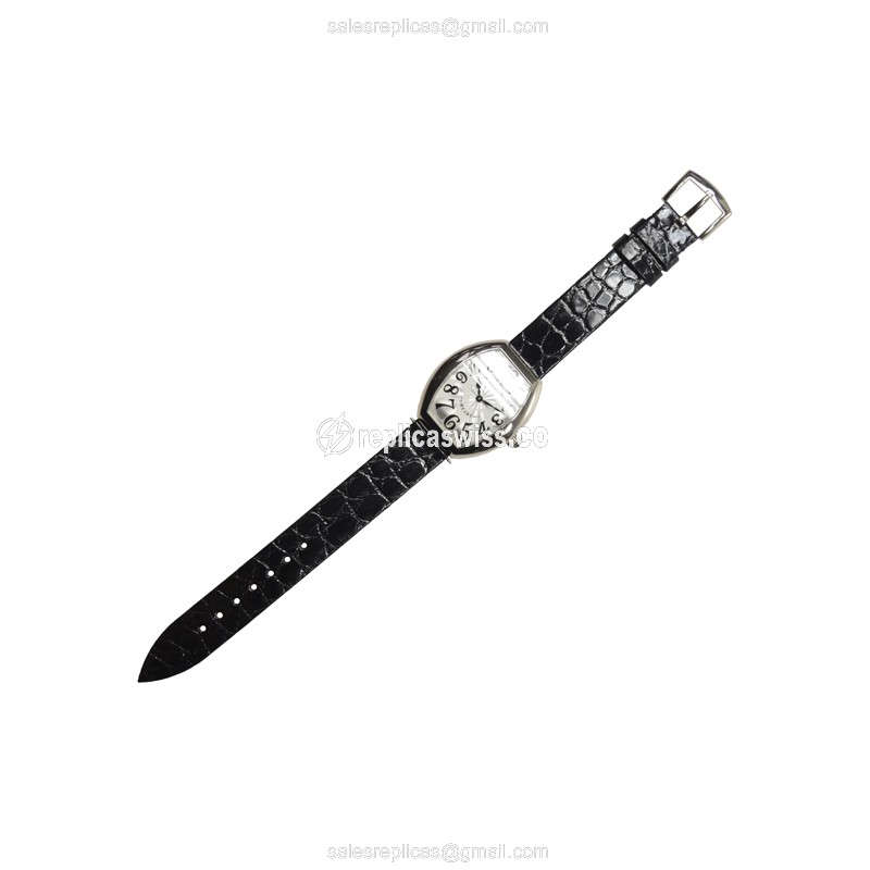 Franck Muller 5002 L QZ HEART - Quartz - 18kt White Gold - Silver Dial - Leather Black Strap - View 2