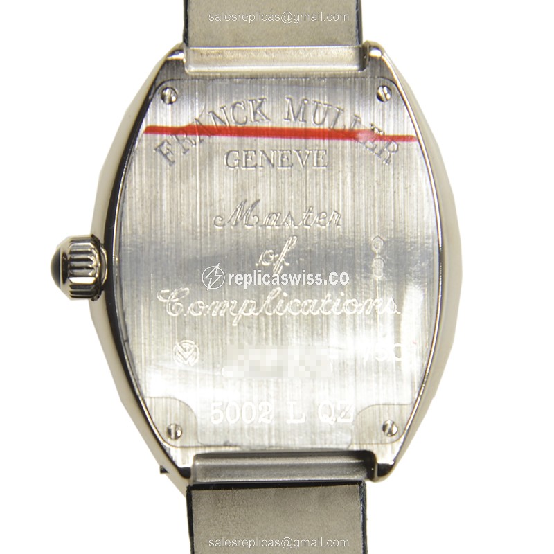 Franck Muller 5002 L QZ HEART - Quartz - 18kt White Gold - Silver Dial - Leather Black Strap - View 3