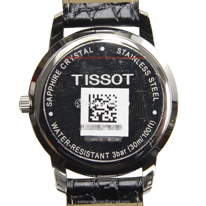 Rolex T-CLASSIC Quartz - Steel Case - Black Dial - Leather Strap - Buckle Clasp - View 3