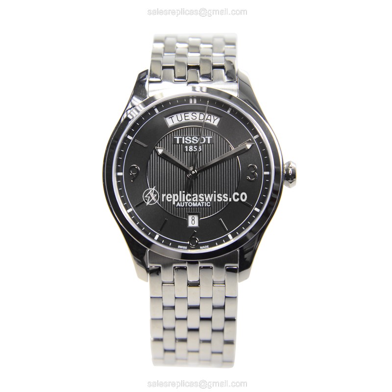 Automatic Tissot T-CLASSIC - Black Dial - Stainless Steel Case - Silver Steel Strap - View 2