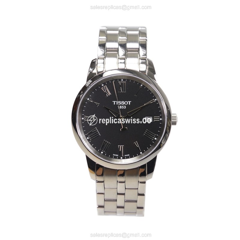 Tissot T-CLASSIC Quartz - Black Dial - Steel Case - Silver Strap - View 2