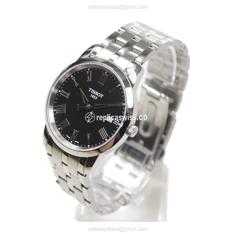 Tissot T-CLASSIC Quartz - Black Dial - Steel Case - Silver Strap - View 3