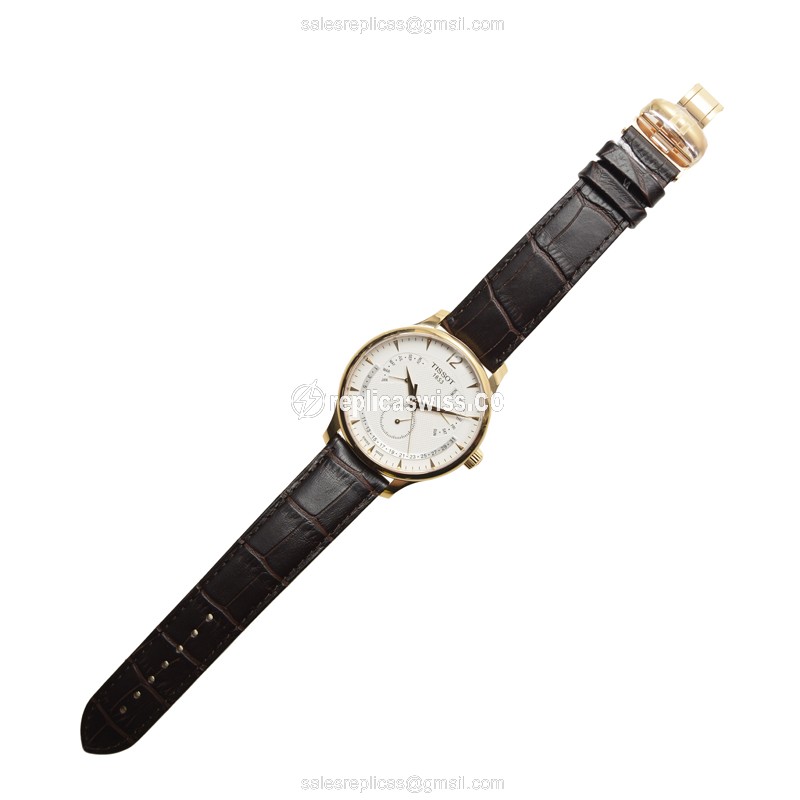 Rolex T-Classic Quartz - White Dial - Steel Case - Brown Leather Strap - Clasp - View 2