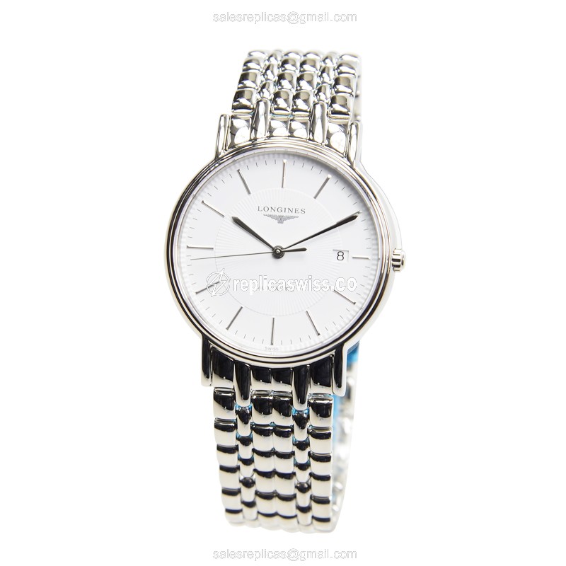 Longines Presence Replica - Automatic - Steel Case - White Dial - Silver Steel Strap - View 2