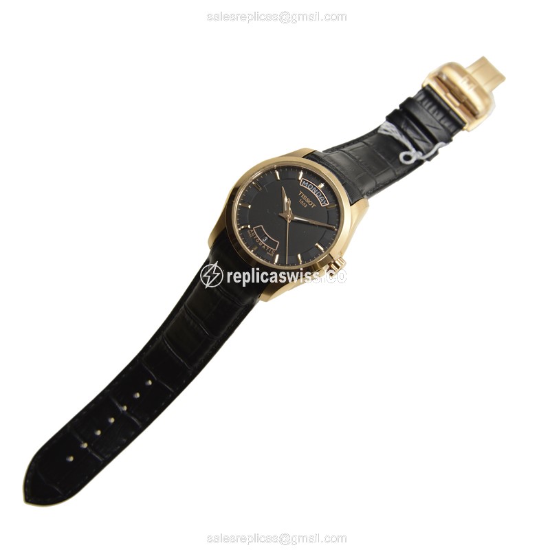 Tissot T-CLASSIC Replica - Automatic - Black Dial - Leather Strap - Stainless Steel Case - View 2
