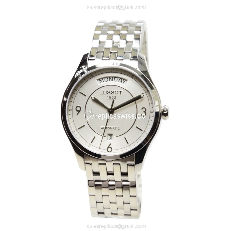 Automatic Tissot T-CLASSIC Replica - Silver Dial - Steel Case & Band - Clasp - View 2