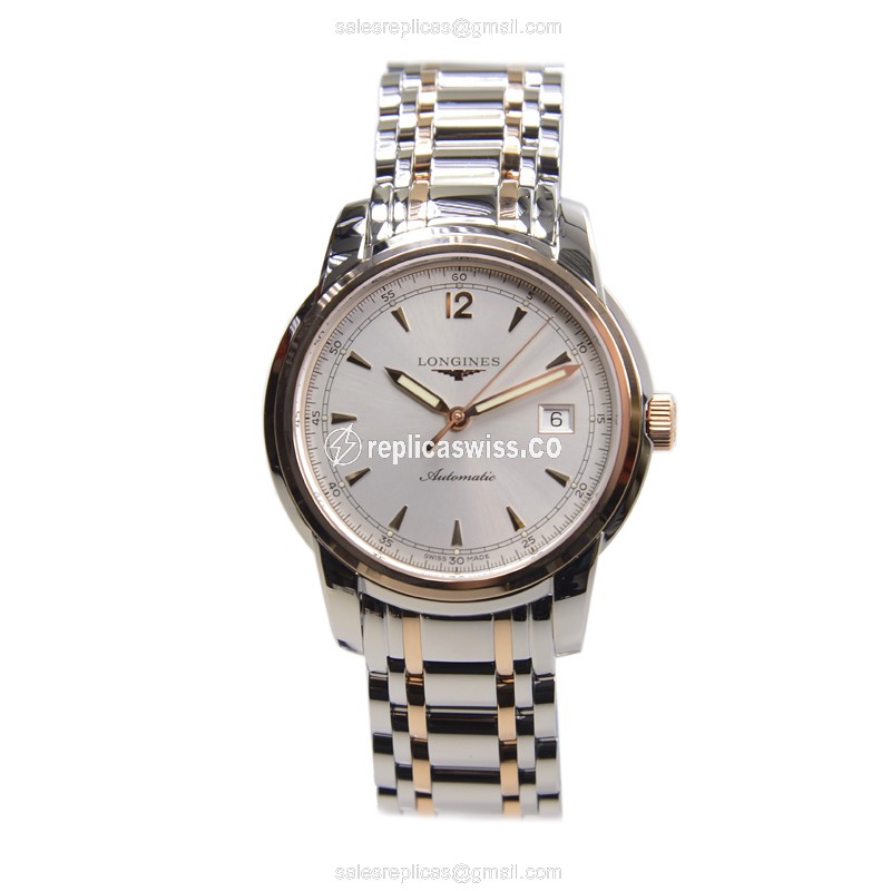 Longines L2.766.5.79.7 SAINT IMIER Replica - Automatic - 18kt Rose Gold Case, Silver Dial - View 2