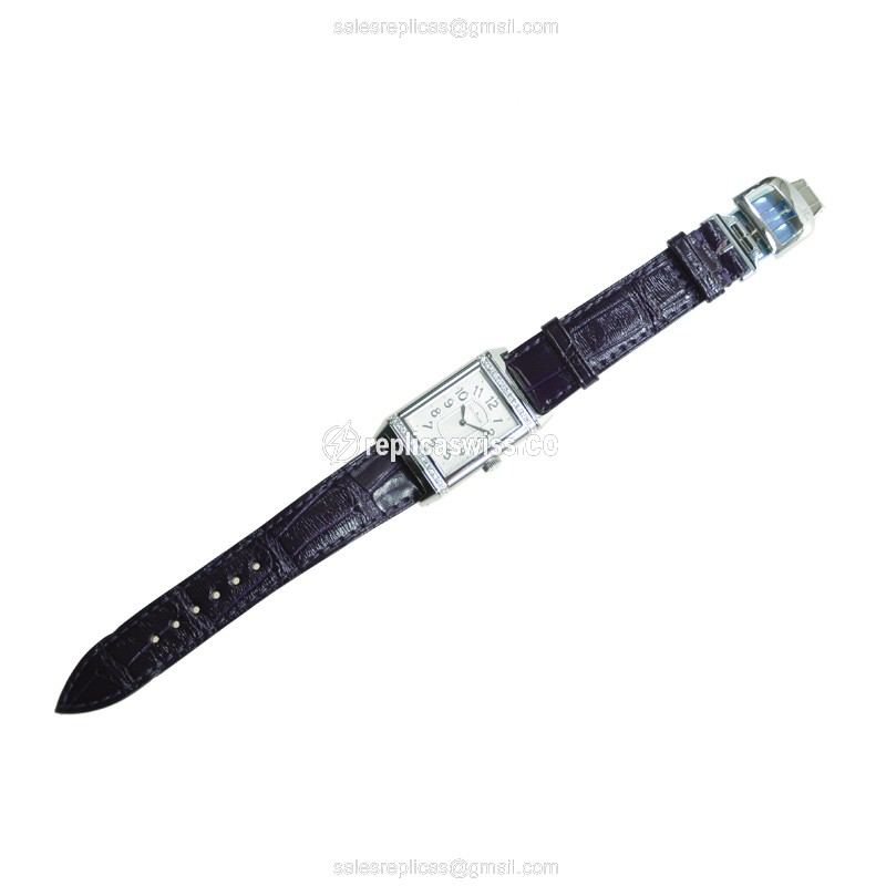 Jaeger-Lecoultre Q3208421 REVERSO - Manual - Steel Case - Silver Dial - Purple Alligator Strap - View 2
