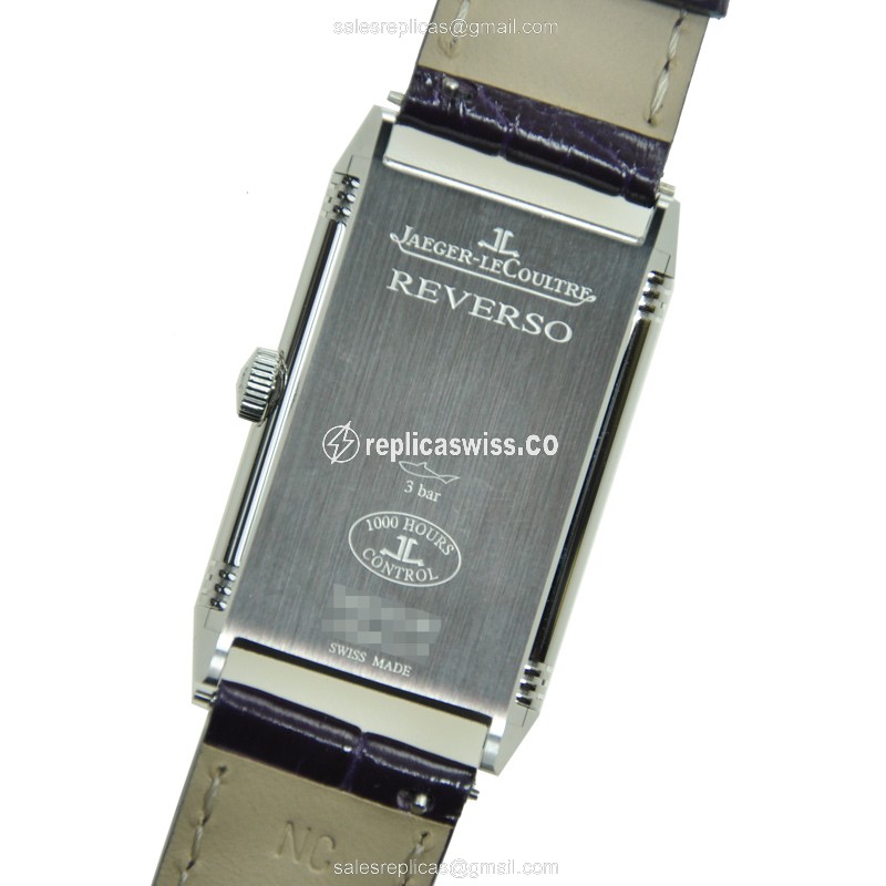 Jaeger-Lecoultre Q3208421 REVERSO - Manual - Steel Case - Silver Dial - Purple Alligator Strap - View 3