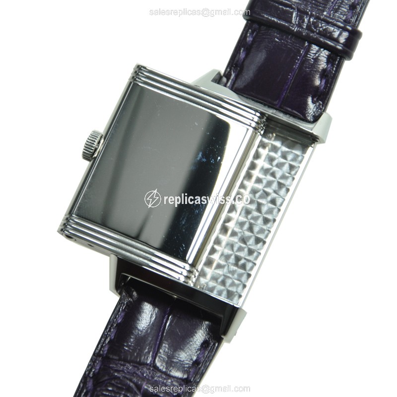 Jaeger-Lecoultre Q3208421 REVERSO - Manual - Steel Case - Silver Dial - Purple Alligator Strap - View 4