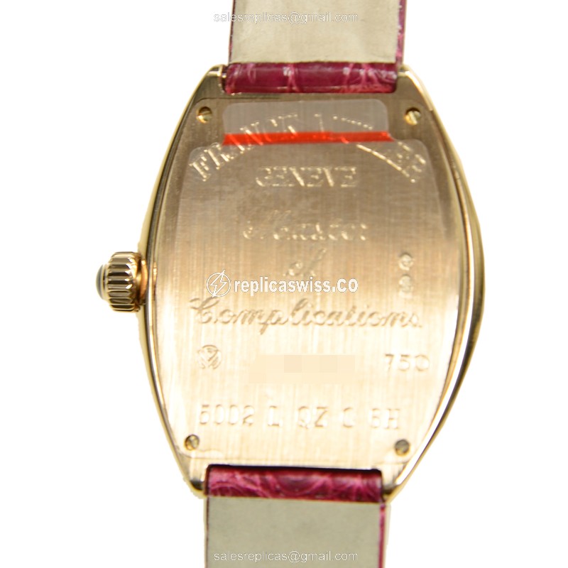 Franck Muller 5002 L QZ C 6H HEART - Quartz - 18kt Rose Gold - Silver Dial - Red Alligator Strap - View 3