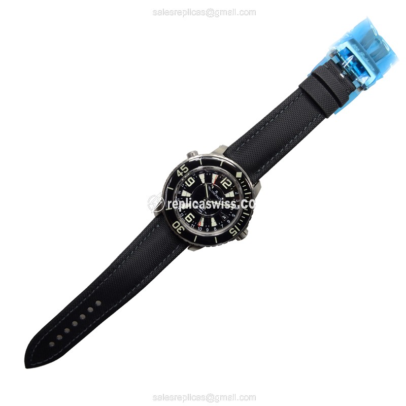 Blancpain 50021-12B30-52B Replica - Automatic Titanium - Black Canvas Strap - View 2