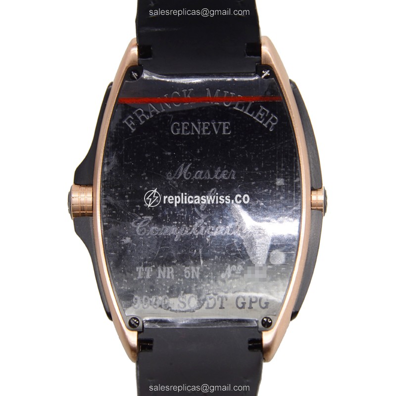 Franck Muller Conquistador Replica | Automatic | 18kt Rose Gold | Black Dial | Rubber Strap - View 3
