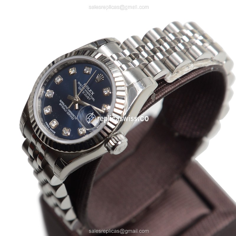 Rolex Lady Datejust Replica - Automatic | Blue Dial | Silver Clasp | Steel Strap - View 3