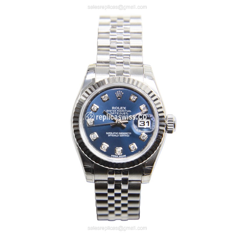 Rolex Lady Datejust Replica - Automatic | Blue Dial | Silver Clasp | Steel Strap - View 2
