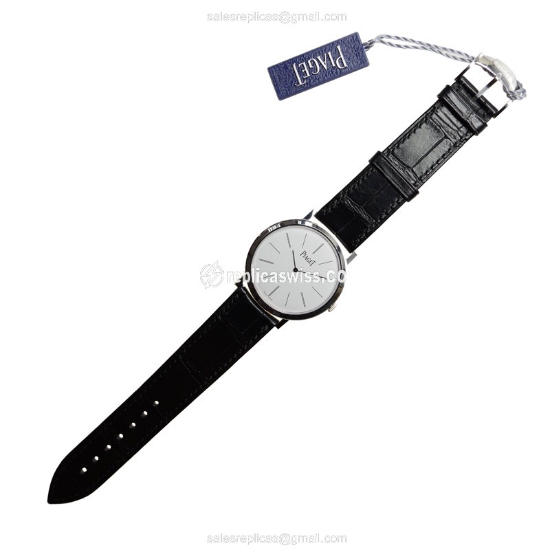 Piaget ALTIPLANO Manual Wind - 18kt White Gold Case - White Dial - Alligator Black Strap - Buckle Clasp - View 2