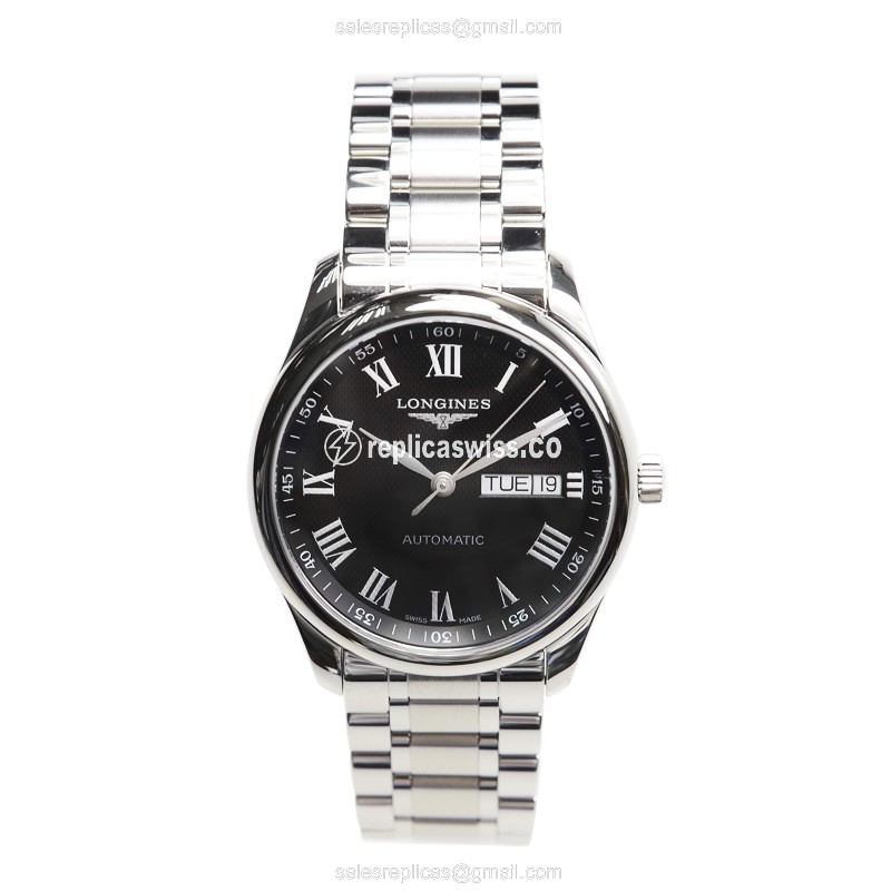 Longines L2.755.4.51.6 Replica - Automatic - Steel Case - Black Dial, Silver Clasp - View 2