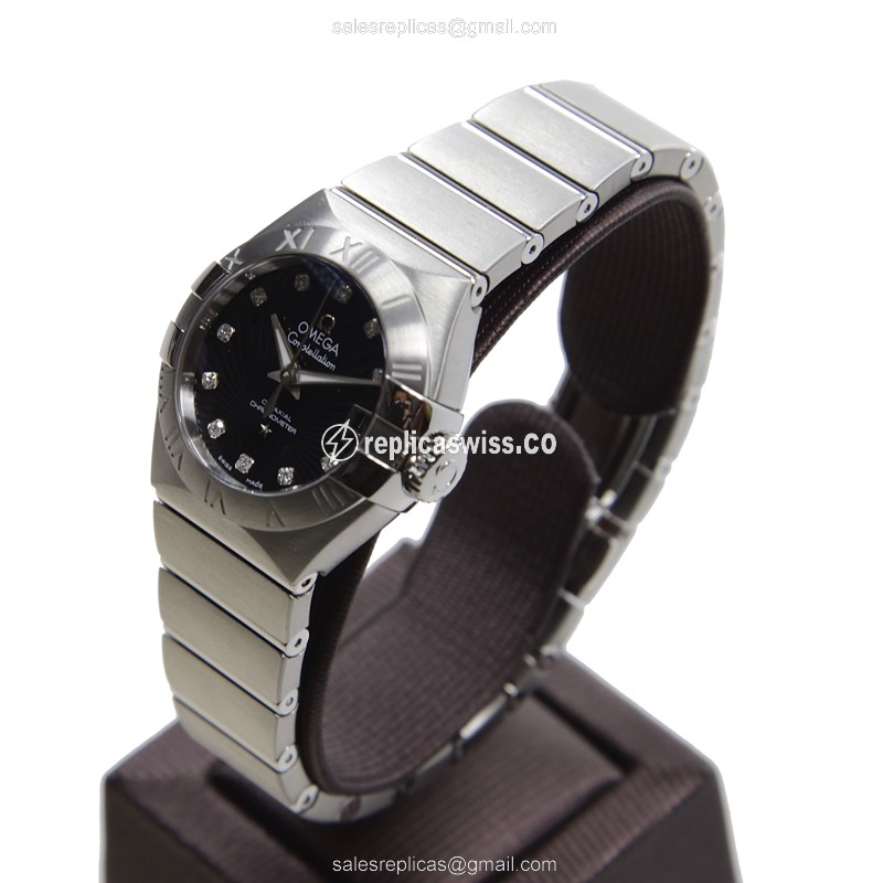 Omega Constellation Replica - Automatic - Steel Case - Black Dial on Silver Strap - View 3