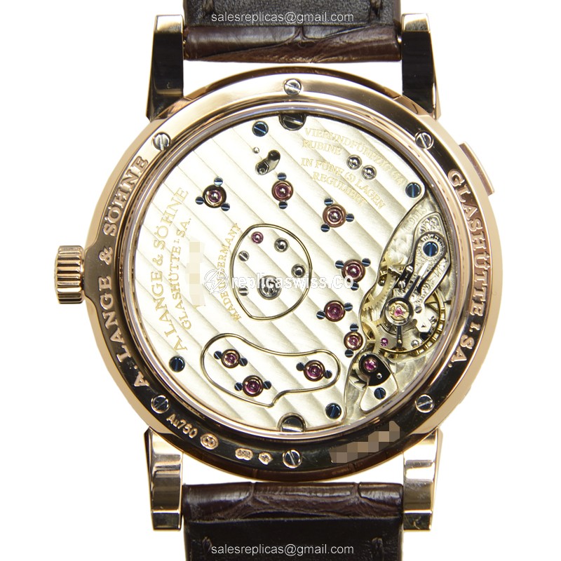 A. Lange & Sohne Grand Lange Replica - Manual - 18kt Rose Gold - White Dial - Brown Alligator Strap - View 3