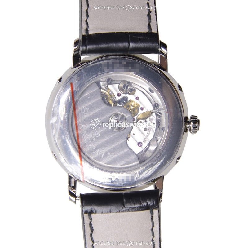Blancpain Villeret Automatic - White Dial - Steel Case - Black Alligator Strap - View 3