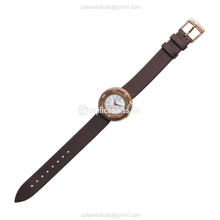 Piaget POSSESSION Replica - Quartz - 18kt Rose Gold - White Dial - Brown Silk Strap - View 2