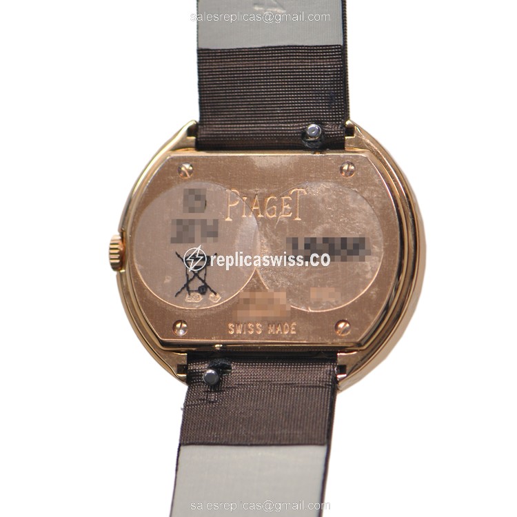 Piaget POSSESSION Replica - Quartz - 18kt Rose Gold - White Dial - Brown Silk Strap - View 3