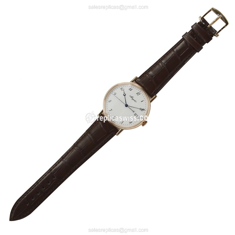 Breguet 5177BR/29/9V6 Classic - Automatic - 18kt Rose Gold - White Dial - Brown Alligator Buckle - View 2