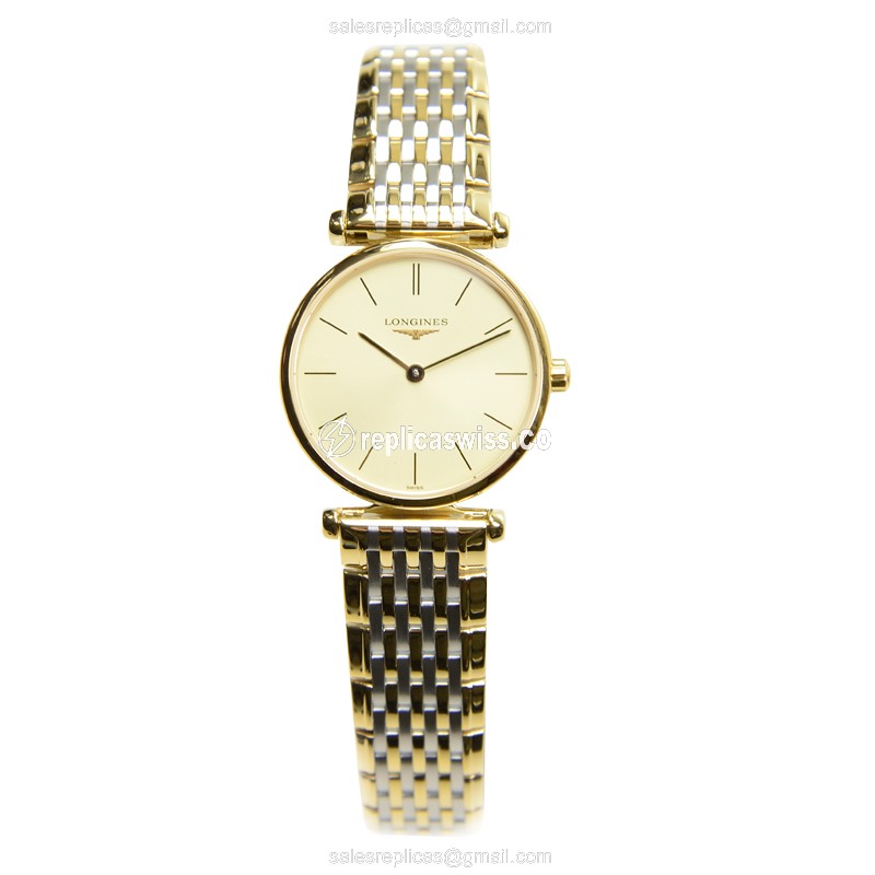 Longines L4.209.2.32.7 Replica - Quartz - PVD Gold Case - Gold Dial - Gold Clasp & Gold Strap - View 2