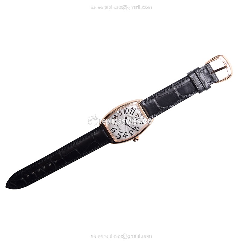 Franck Muller 2852 QZ Replica - Quartz - 18kt Rose Gold - Silver Dial - Buckle Clasp - View 2
