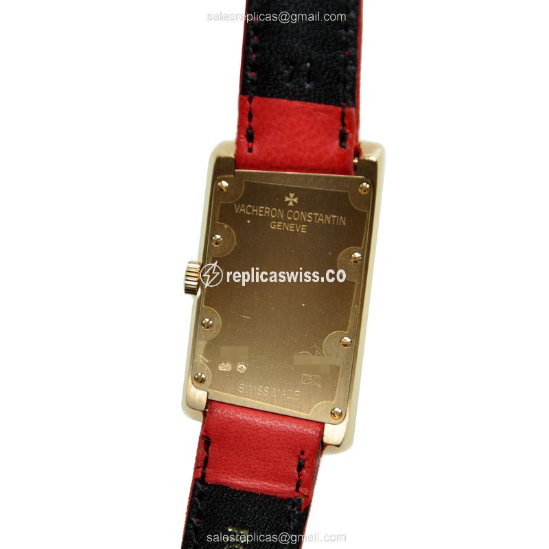 Vacheron Constantin 25515/000R-9254 Quartz - 18kt Rose Gold Case, White Dial, Leather Strap - View 3