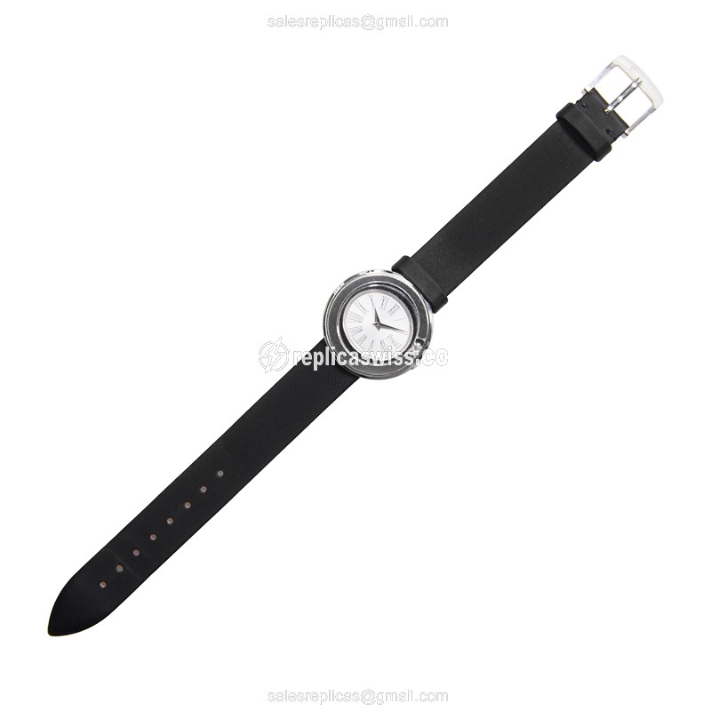 Piaget POSSESSION Replica - Quartz - 18kt White Gold - Silver Dial - Black Satin Strap - View 2