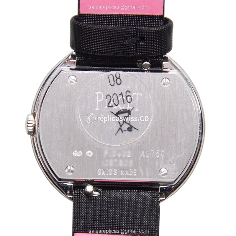 Piaget POSSESSION Replica - Quartz - 18kt White Gold - Silver Dial - Black Satin Strap - View 3