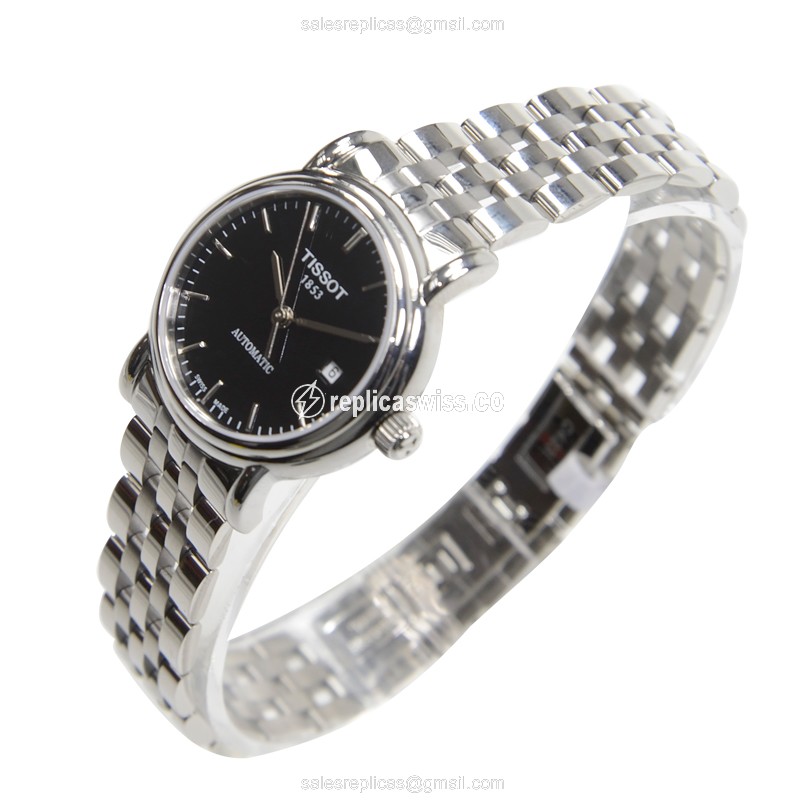Rolex T-CLASSIC Replica - Quartz - Stainless Steel Case - Black Dial - Silver Strap - View 3