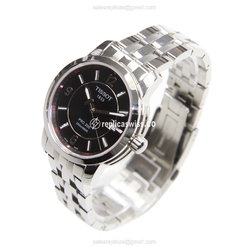 Tissot T-SPORT Quartz - Black Dial - Steel Case - Silver Strap - Clasp - View 3