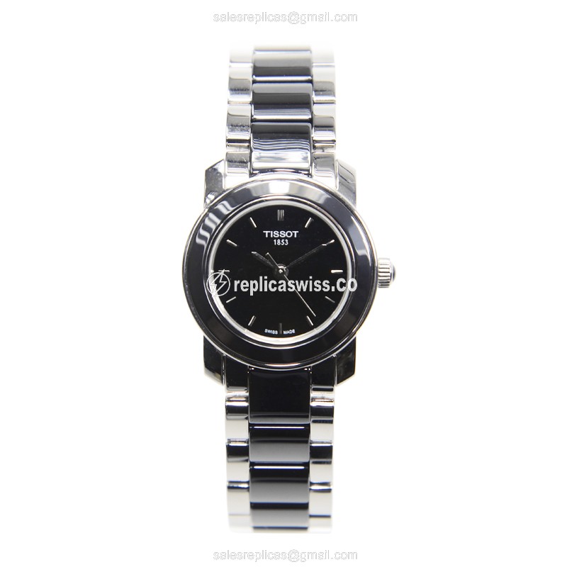 Tissot T-TREND Quartz - Ceramic Case - Black Dial - Steel Band - Clasp - 22mm - View 2