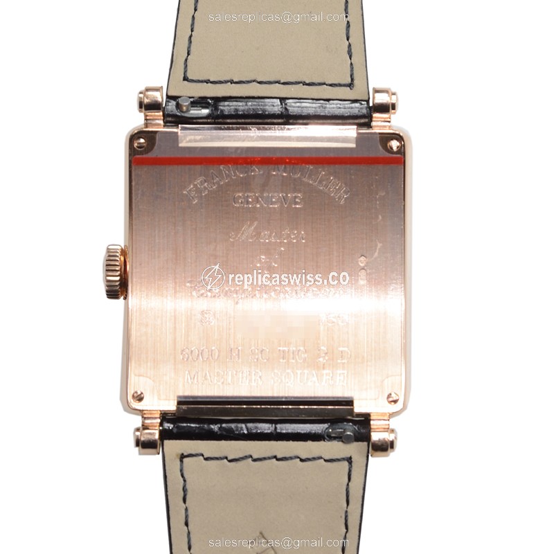 Franck Muller 6000 H SC TIG 2 D 5N Master Square - 18kt Rose Gold Case - Automatic Movement - Diamond Dial - Black Alligator Strap - View 3