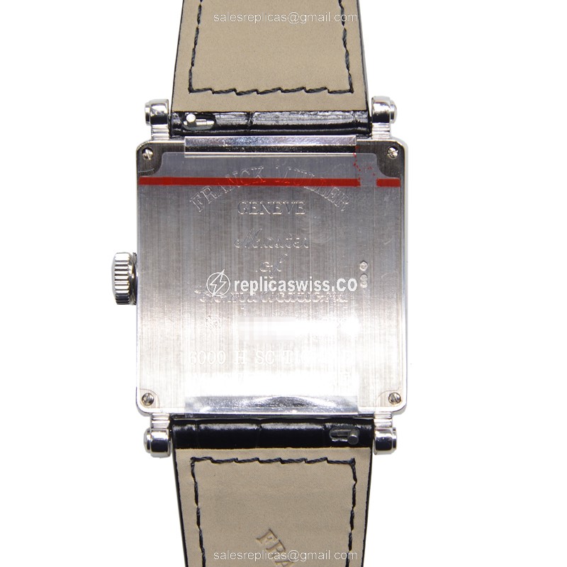 Franck Muller 6000 H SC TIG 2 D Replica - Automatic - 18kt White Gold - Diamond - Silver Dial - Black Alligator Strap - View 3