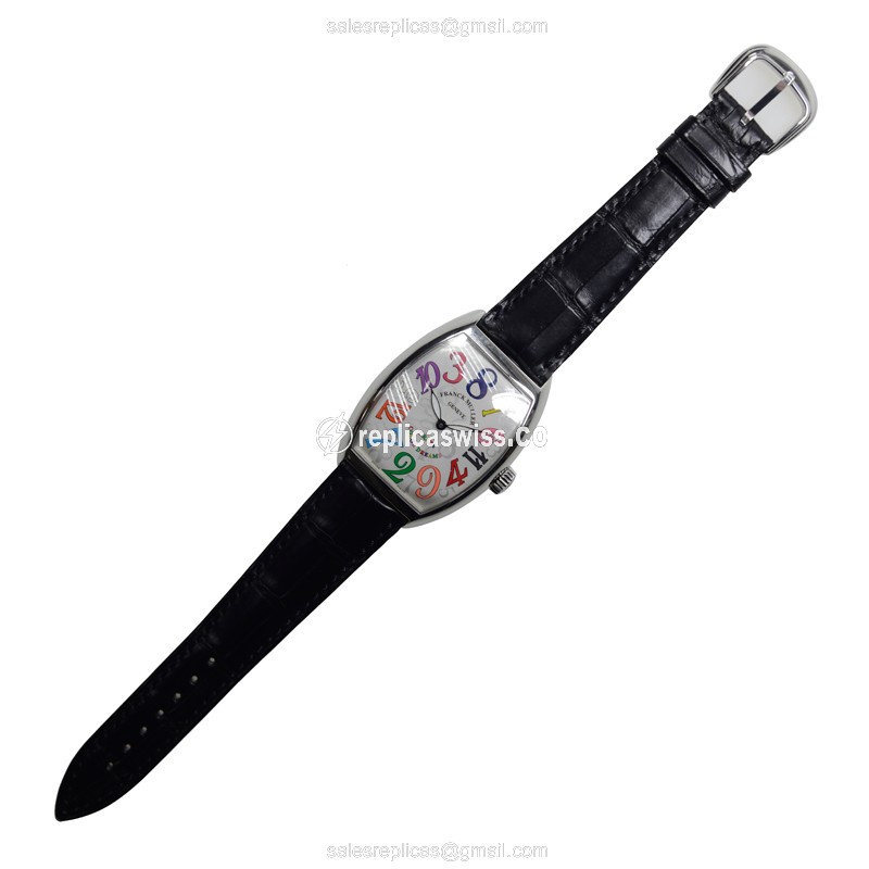 Franck Muller 7851 Replica - Automatic - Steel Case - Silver Dial - Black Alligator Strap - View 2