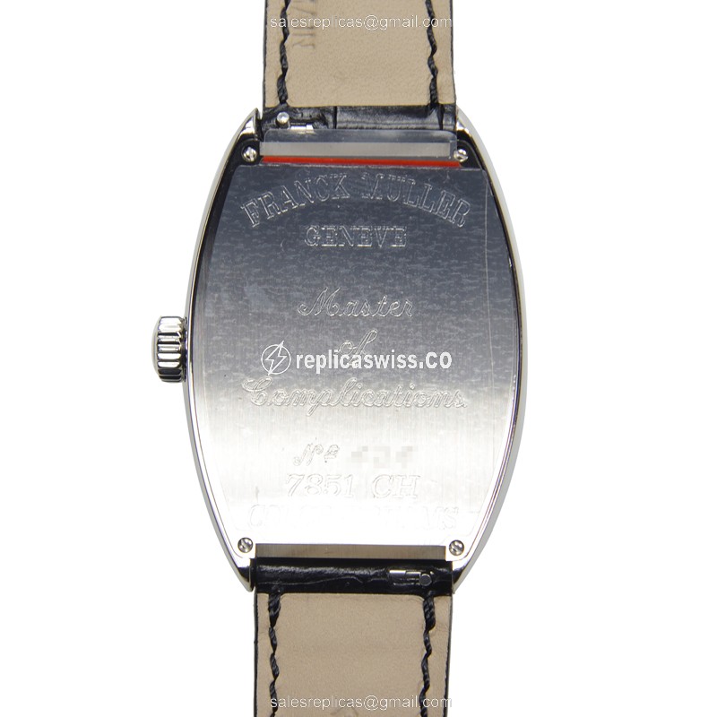 Franck Muller 7851 Replica - Automatic - Steel Case - Silver Dial - Black Alligator Strap - View 3