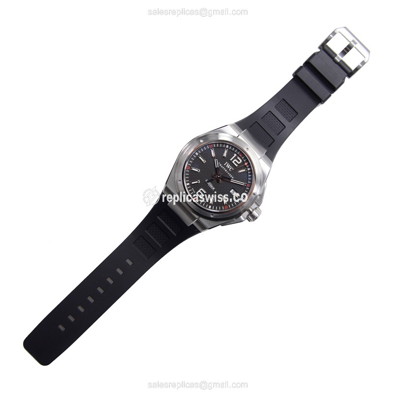 IWC Ingenieur Replica - Automatic - Stainless Steel - Black Dial - Rubber Strap - Buckle Clasp - View 2