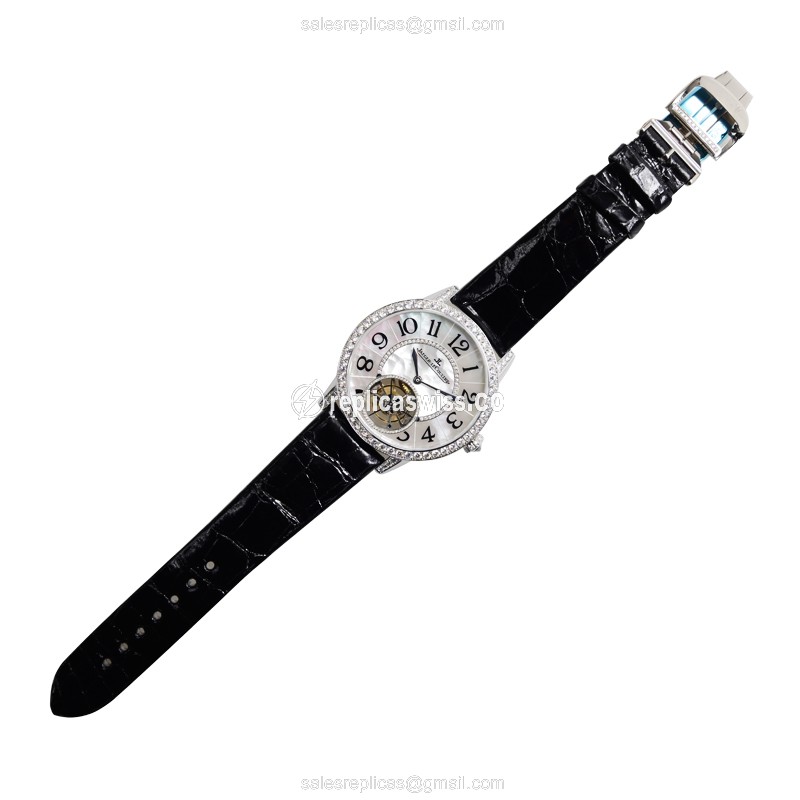 Jaeger-Lecoultre Rendez-Vous Replica - Automatic - 18kt White Gold - White Dial - Black Alligator Strap - View 2