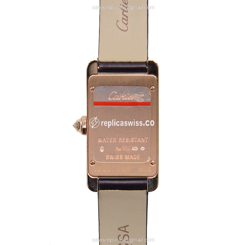 Cartier TANK WB707931 Quartz - 18kt Rose Gold Case - White Dial - Silk Black Strap - View 3
