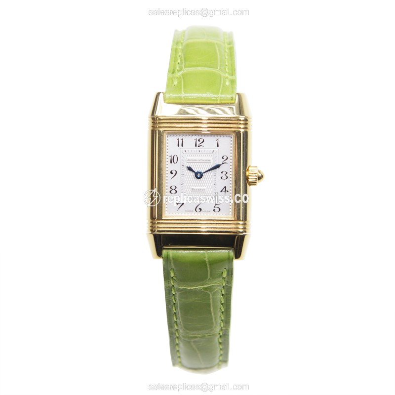 Jaeger-Lecoultre Q2661420 REVERSO - Manual - White Dial - Green Alligator Strap - Clasp - View 2