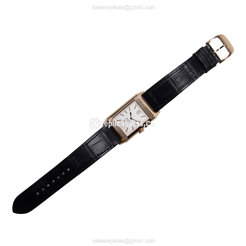 Jaeger-Lecoultre Q3782520 REVERSO - Manual Wind - 18kt Rose Gold - Silver Dial - Buckle Clasp - Black Alligator Strap - View 2
