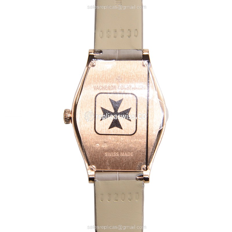 Vacheron Constantin 25530/000R-9742 MALTE Quartz - 18kt Rose Gold - Diamond Dial - White - Buckle Clasp - Grey Alligator Strap - View 3