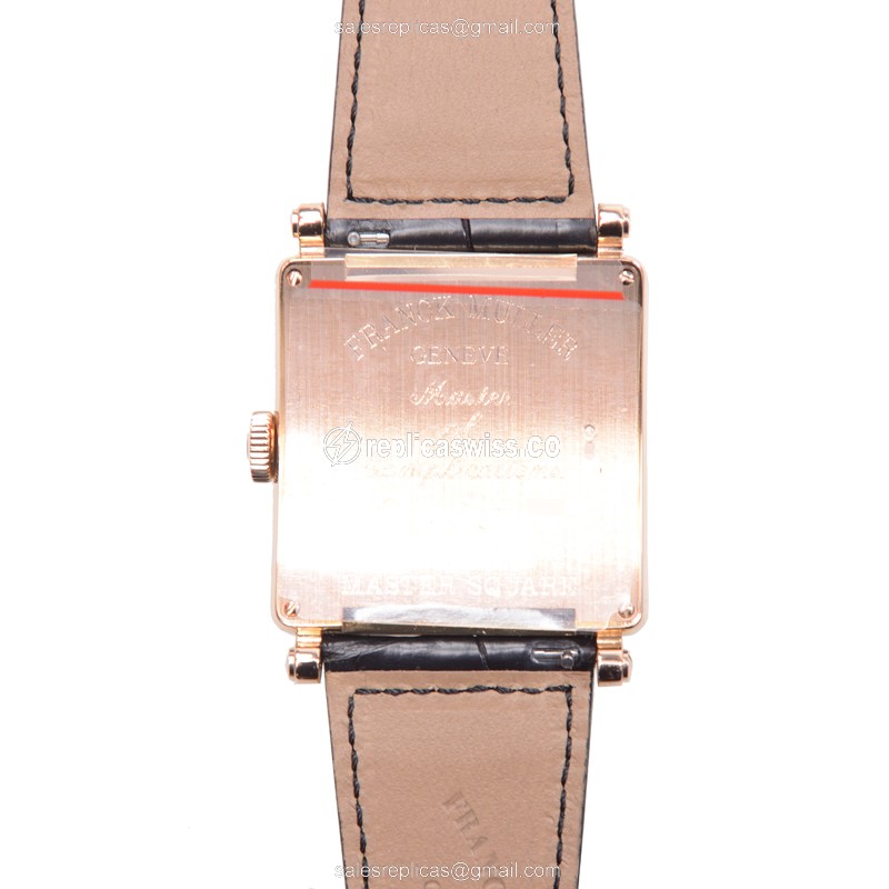 Franck Muller 6000 H SC TIG 2 Replica - Automatic - Rose Gold Case - Silver Dial - Alligator Black Strap - View 3